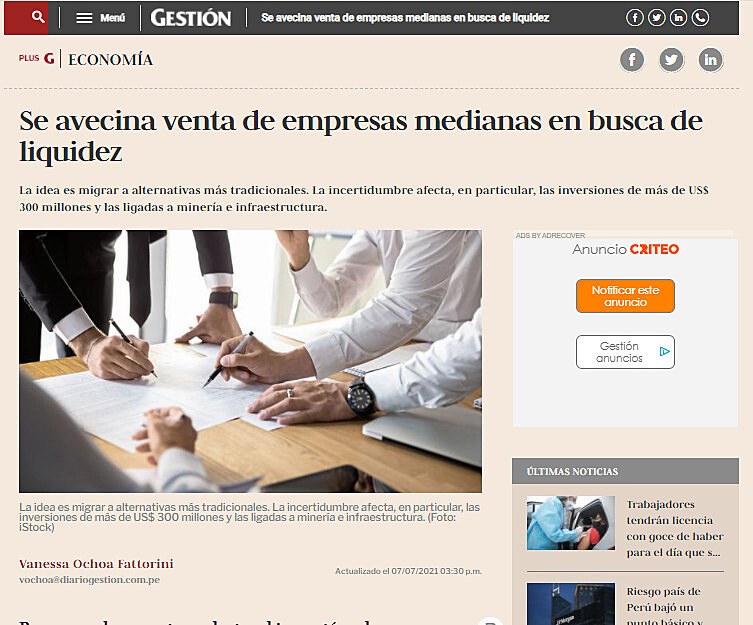 Se avecina venta de empresas medianas en busca de liquidez